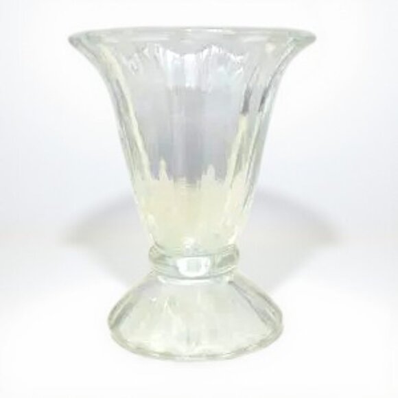 MCM Vintage Ice Cream Sundae Set Parfait 5" Glass Scalloped Edge - Picture 3 of 12